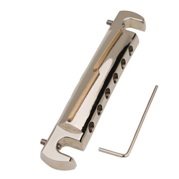 Faber Tone Bar Wraparound Aluminium Tailpiece LEFTHAND, vernickelt, glänzend, Messing Bars