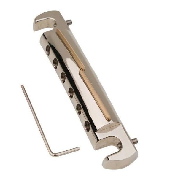 Faber Tone Bar Wraparound Aluminium Tailpiece RIGHTHAND, vernickelt, glänzend, Messing Bars