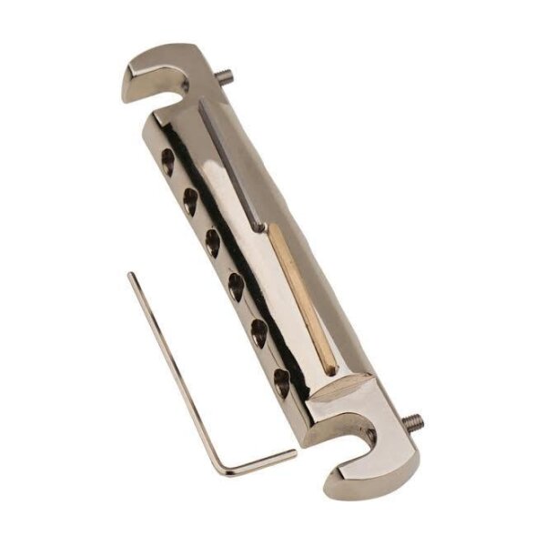 Faber Tone Bar Wraparound Aluminium Tailpiece LEFTHAND, vernickelt, glänzend, Hybrid Bars