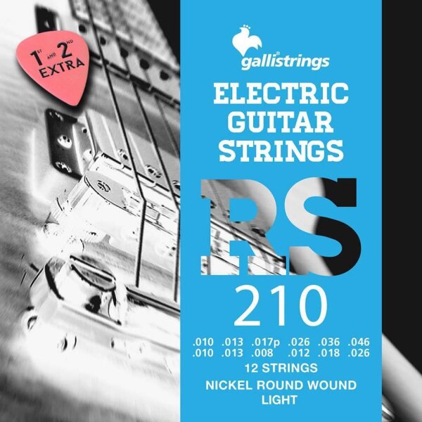 Galli nickel wound 12-string electric guitar strings, 010-046